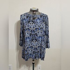Chic Geometric Blue Women's Blouse